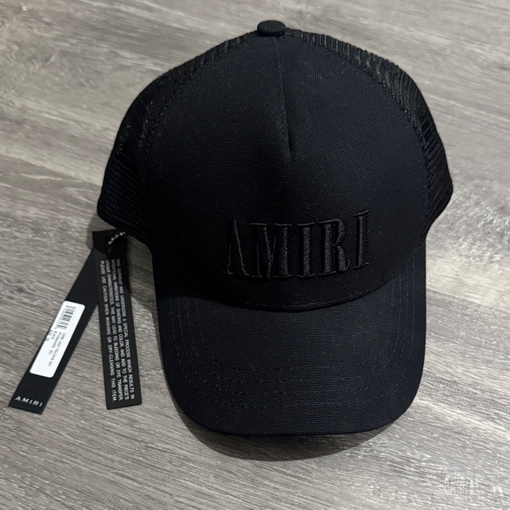 AMIRI Jet Black Mesh Trucker Hat